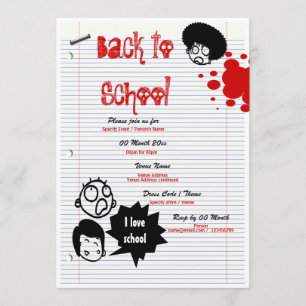 "back to school" "School reunion" fun party Invitation