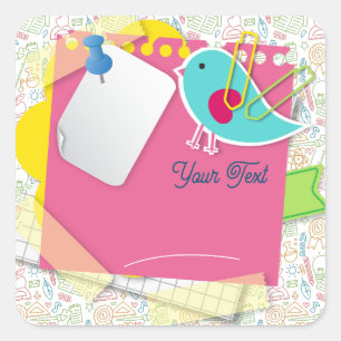Back to school. School Supplies Background Square Sticker