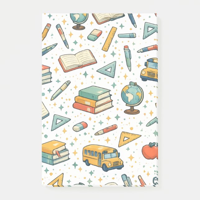Back to School School Supplies Pattern Notepad (Front)