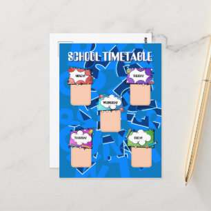 Back to school. SCHOOL TIMETABLE Postcard