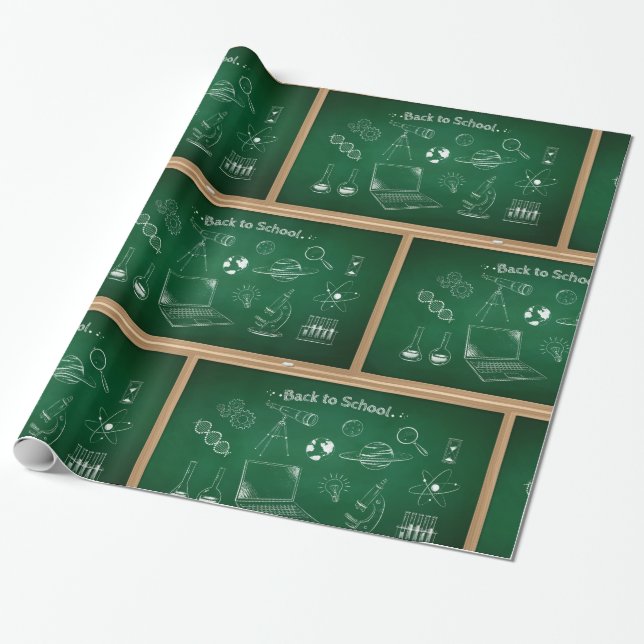 Back to School Science Chalkboard Education  Wrapping Paper (Unrolled)