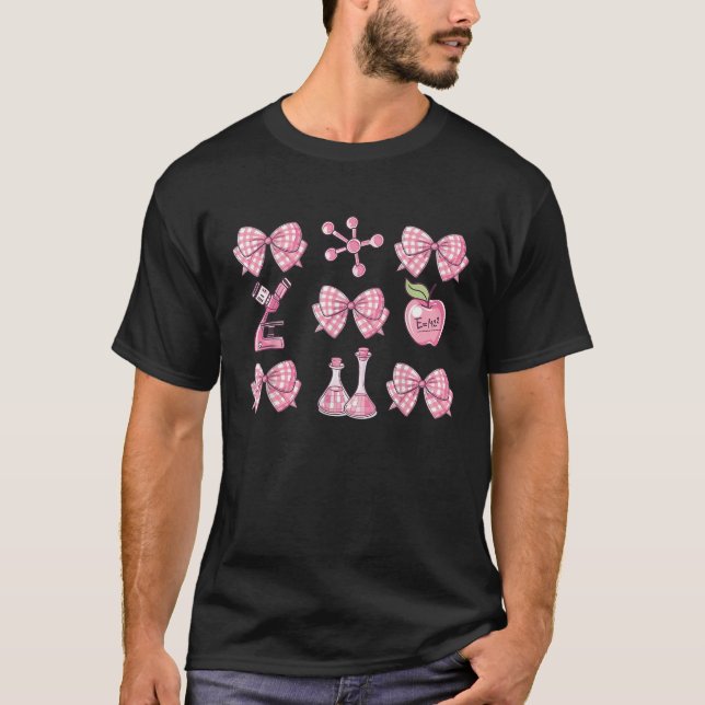 Back to School Science Teacher Coquette Bow First  T-Shirt (Front)