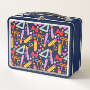 Back to School Seamless Pattern Metal Lunch Box