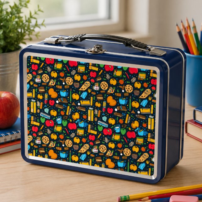 Back to School Seamless Pattern Metal Lunch Box (Back to School Seamless Pattern Metal Lunch Box)