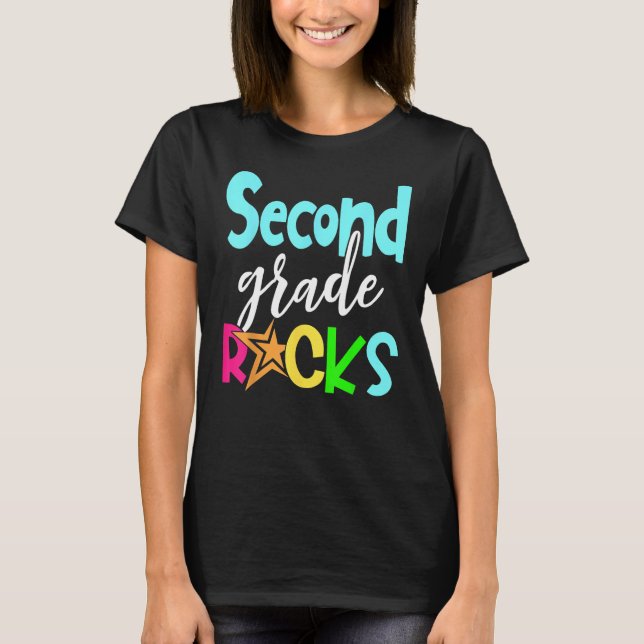 Back To School Second 2nd Grade Rocks Boys Girls K T-Shirt (Front)