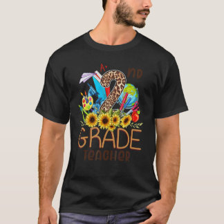 Back To School Second Grade Leopard Teacher Studen T-Shirt