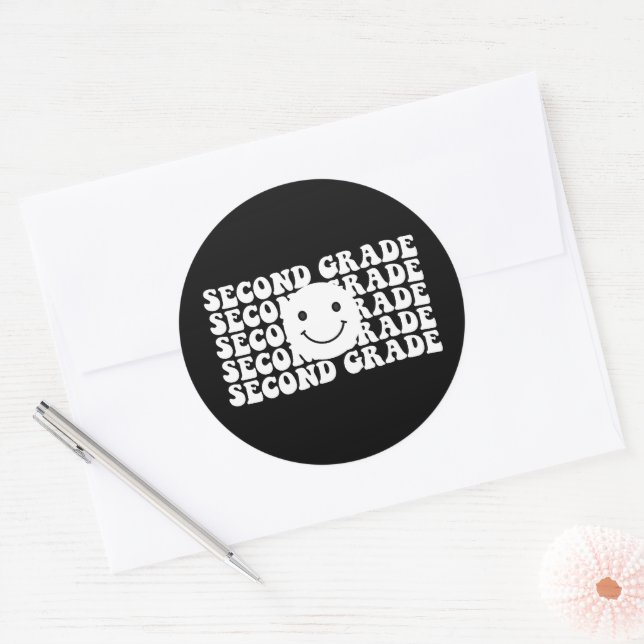 Back to School Second Grade Teacher Classic Round Sticker (Envelope)