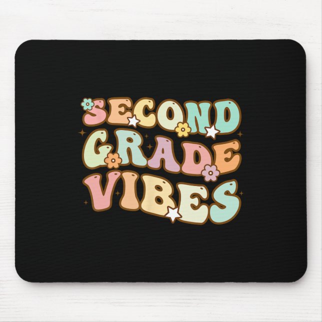 Back To School Second Grade Vibes Retro Teacher Wo Mouse Mat (Front)