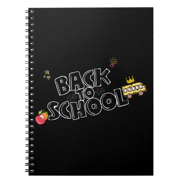 Back to School Shirt Funny School Bus with Crown Notebook (Front)