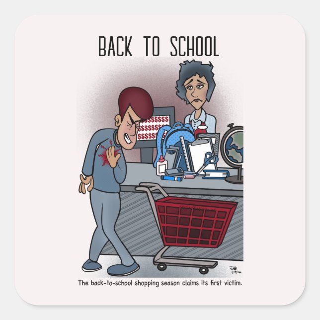 Back To School Shopping Square Sticker (Front)