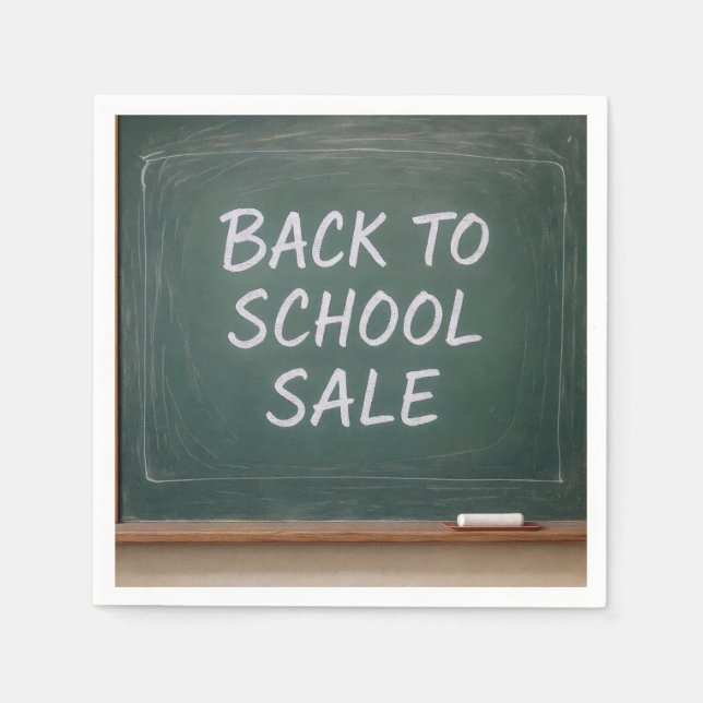 Back To School Sign On a Green Chalkboard Napkin (Front)