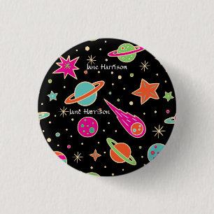 Back To School Space Rocket Pattern Name  3 Cm Round Badge
