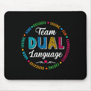 Back to school squad students cute dual language mouse mat