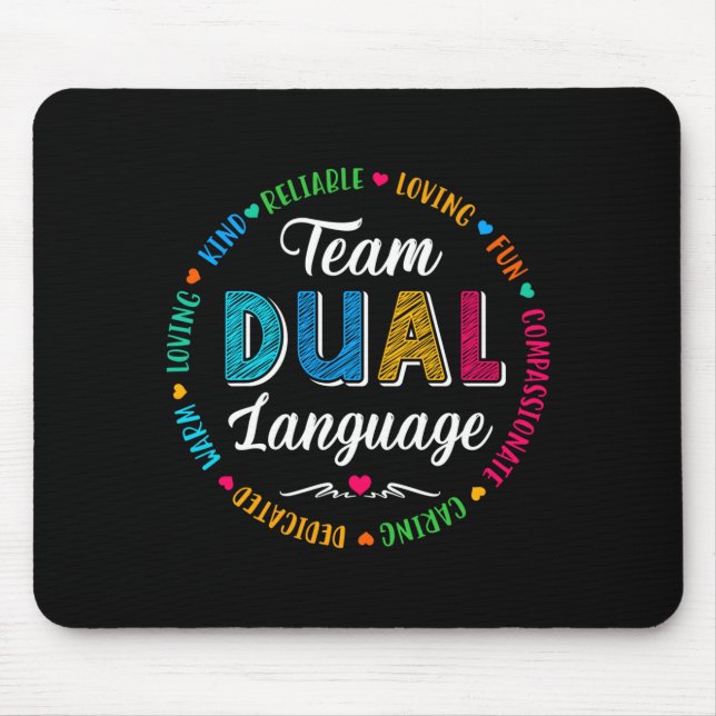 Back to school squad students cute dual language mouse mat (Front)