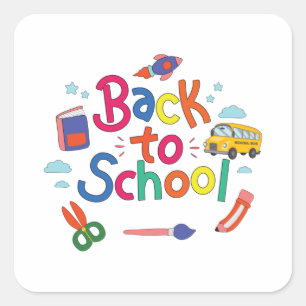 Back to school square sticker