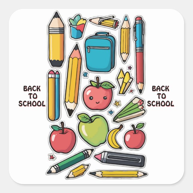Back-to-School Sticker Set - Colourful Items (Front)