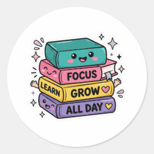 Back to School Stickers   Focus Learn Grow All Day