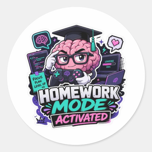 Back to School Stickers | Homework Mode Activated (Front)