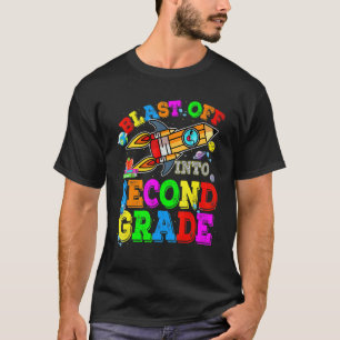 Back To School Student Blasting Off Into 2nd Grade T-Shirt