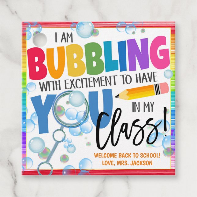 Back to School Student Bubbles Gift Tag (Front)