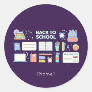 Back to School Supplies Classic Round Sticker