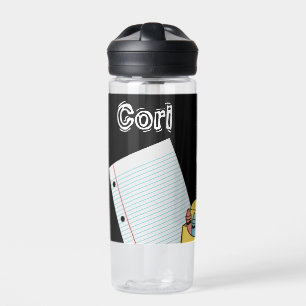 Back to School Supplies Custom Name Water Bottle