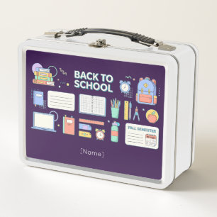 Back to School Supplies Metal Lunch Box