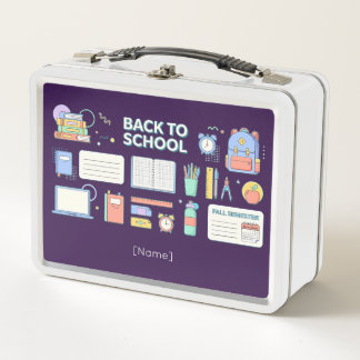 Back to School Supplies Metal Lunch Box