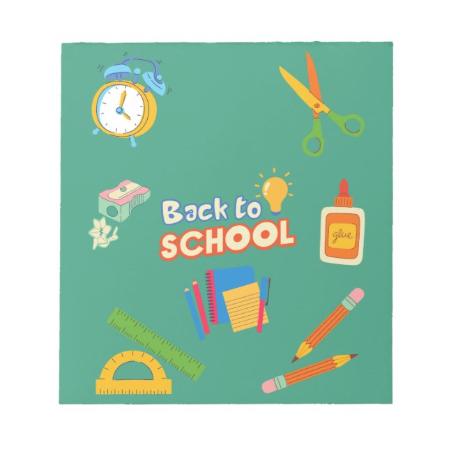 Back to School Supplies Modern  Notepad (Front)
