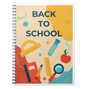 Back to School Supplies Pattern Fun Colourful Sta Notebook
