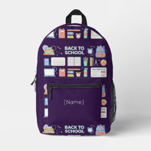 Back to School Supplies Printed Backpack