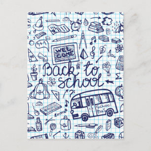 Back to School Supplies. Sketchy Notebook decor Postcard