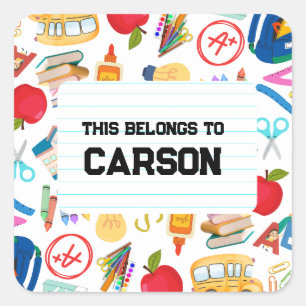 Back To School Supplies Square Sticker