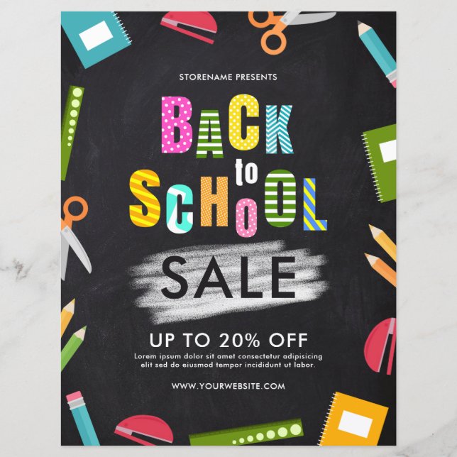 Back To School Supply Chalk Streak Retail Flyer (Front)