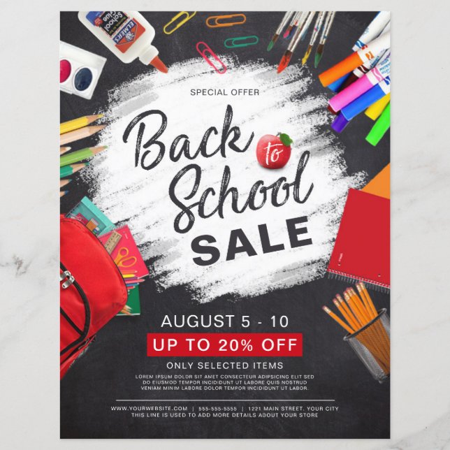 Back To School Supply Chalk Streak Retail Flyer (Front)
