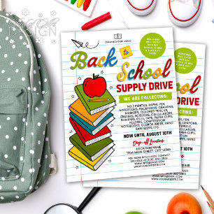 Back To School Supply Drive Charity Raffle Flyer