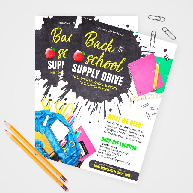 Back To School Supply Drive Fundraiser Flyer (Creator Uploaded)