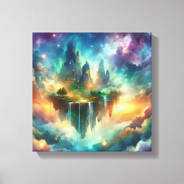 Back to School Surreal Floating Islands Art Canvas Print (Front)
