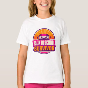 Back to School Survivor Retro Bus Badge Design T-Shirt