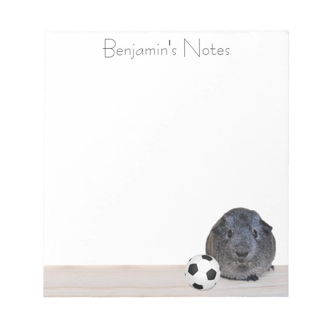 Back To School Sweet Grey Guinea Pig Soccer Ball Notepad (Front)