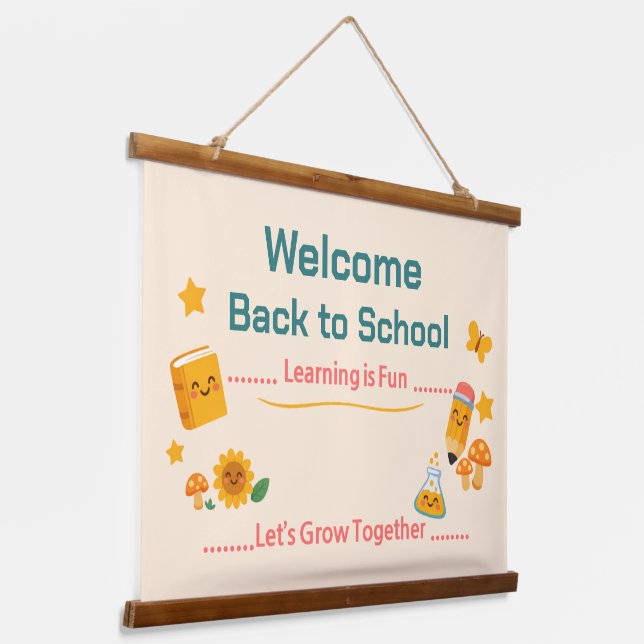 Back to School Tapestry Welcome Classroom Decor (Angled)