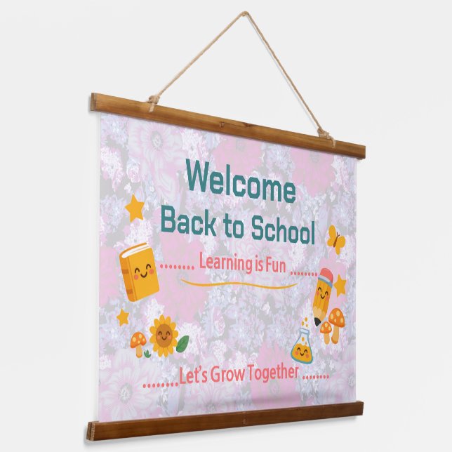 Back to School Tapestry Welcome Classroom Decor (Angled)