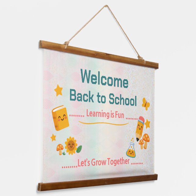 Back to School Tapestry Welcome Classroom Decor (Angled)