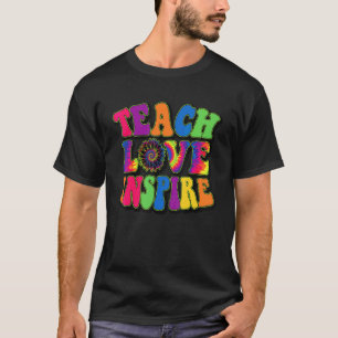 Back To School Teach Love Inspire Retro Teachers K T-Shirt