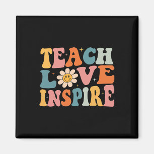 Back To School Teach Love Inspire Retro Teachers W Magnet