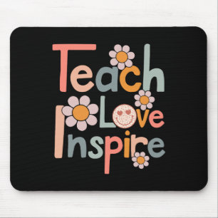 Back To School Teach Love Inspire Retro Teachers W Mouse Mat