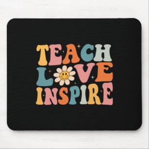 Back To School Teach Love Inspire Retro Teachers W Mouse Mat