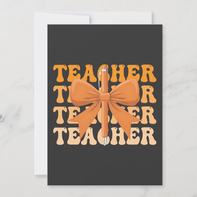  Back to School Teacher appreciation Bow Coquette  Invitation (Front)