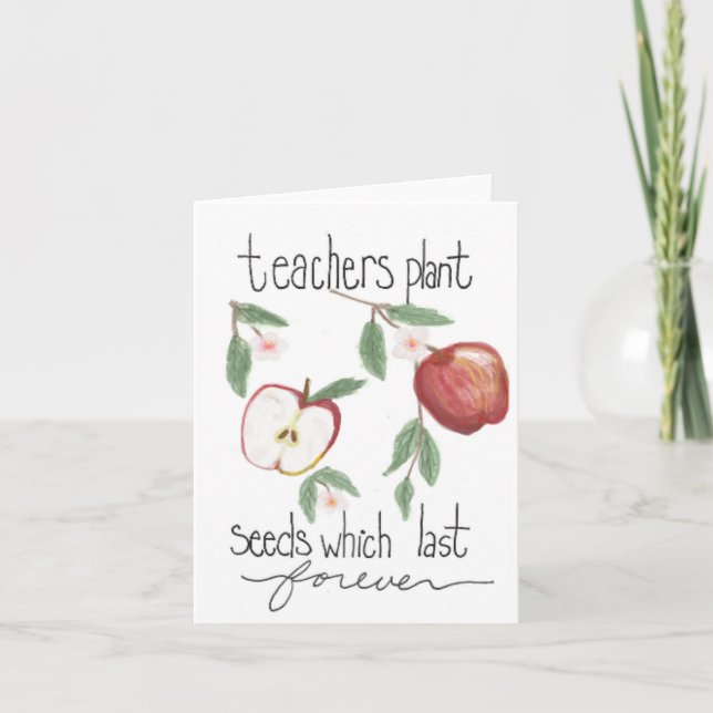Back to school teacher appreciation card, apple card (Front)