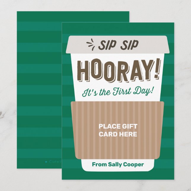 Back to School Teacher Coffee Gift Card Holder (Front/Back)